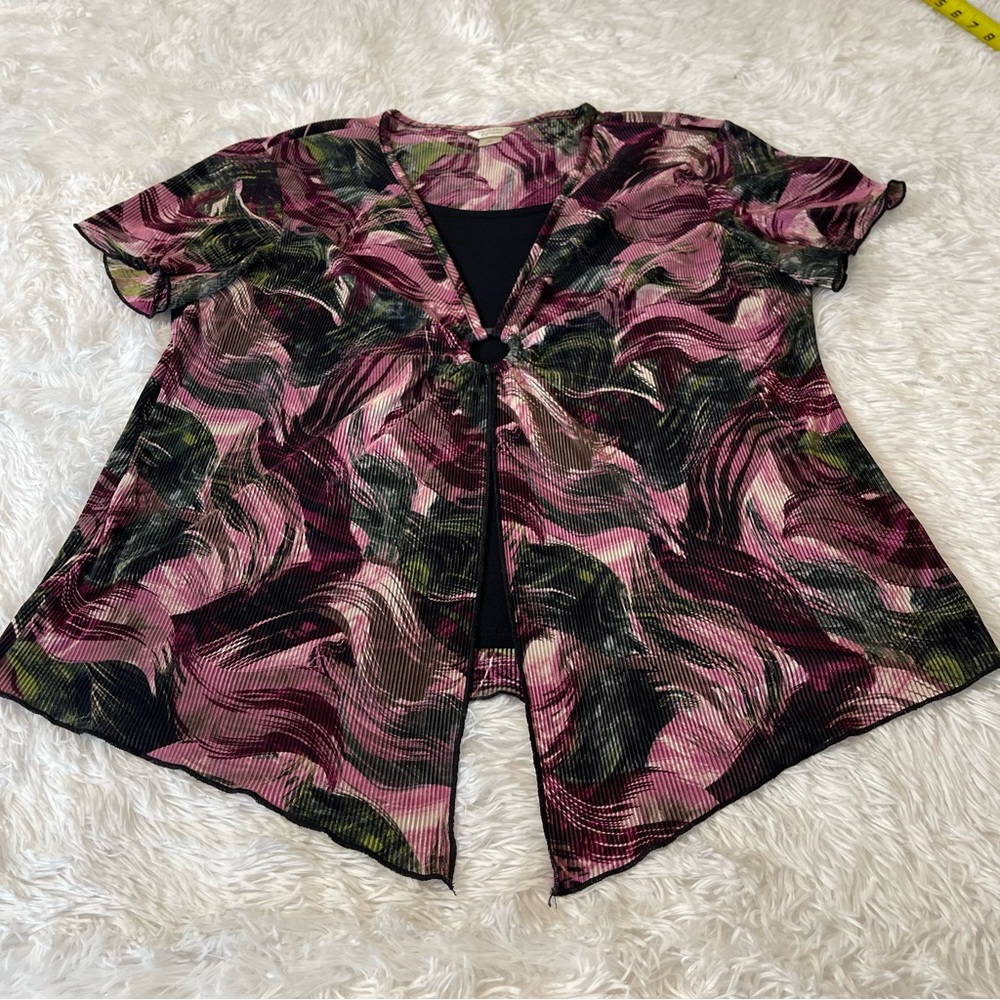CHRISTOPHER &BANKS WOMENS TOP,SIZE XL PURPLE GREEN BLACK COLOR